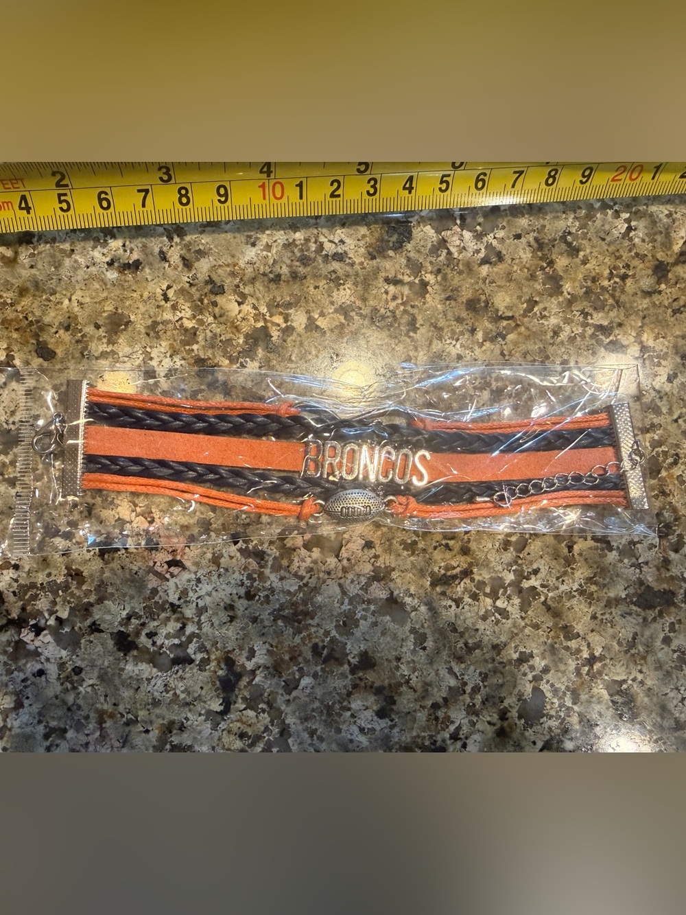 Denver Broncos Multi-Strand Leather Bracelet in Orange and Black